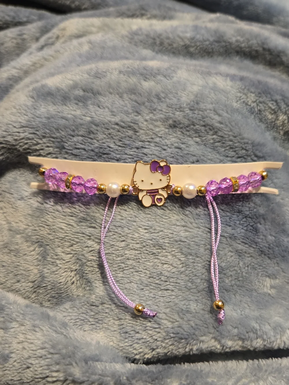 3/$10 Bundle Deals Hello Kitty Lavender Beaded Kids Hair Clip with Pearl Accents